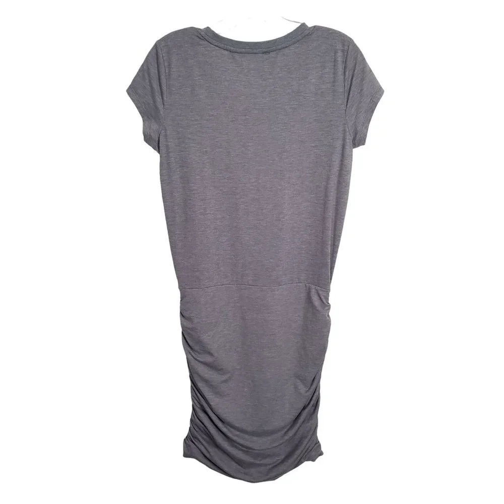 Athleta Size S Dress T-shirt Side Ruched Jersey Knit Athleisure Heathered Gray - Picture 3 of 12